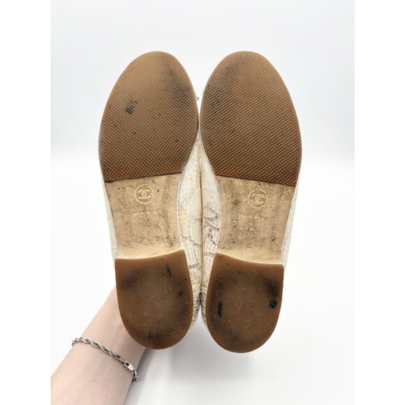 Chanel Ballet Flats White & Cream Tweed & Lace CC Logo Sz EU 35.5 5.5 - Picture 12 of 13